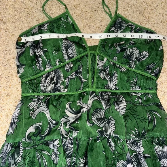 Large Anthropologie Penny Green Floral V-neck Midi Dress - Picture 9 of 10